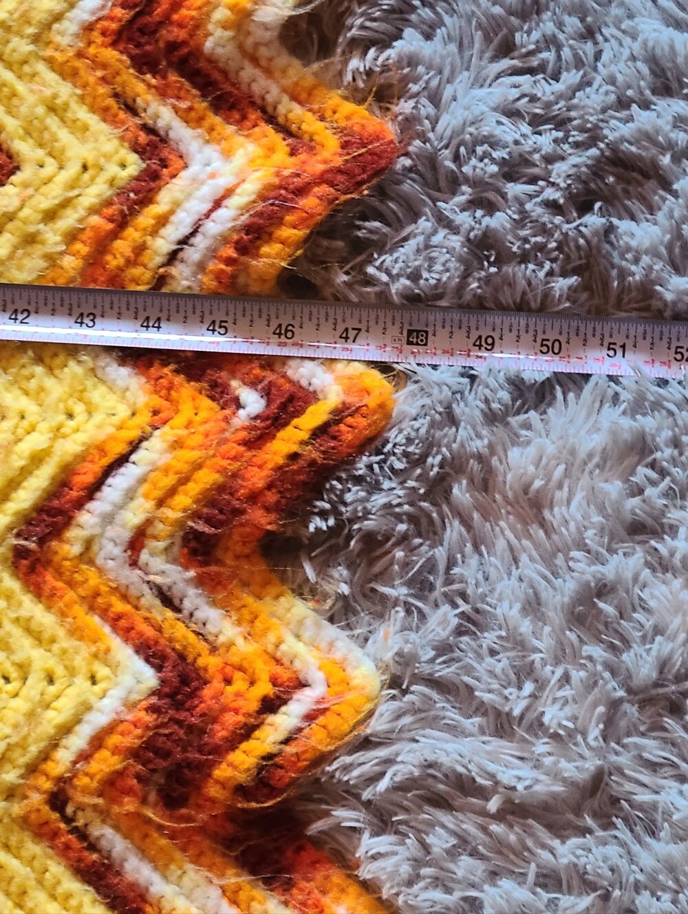 Hand Crafted Orange, Yellow & White Chevron Throw - Picture 13 of 13